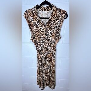 Tacera Leopard Print Dress - Black, brown, cream